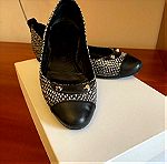  Balenciaga original pointed leather black & white shoes snake printed