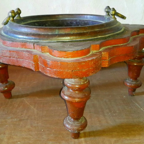 Vintage mangali used with wooden handmade base
