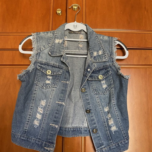Jean sleeveless women's vest, size S, blue