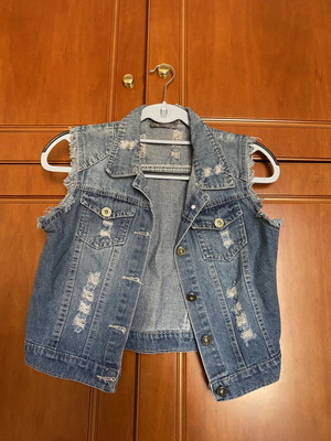 Jean sleeveless women's vest, size S, blue
