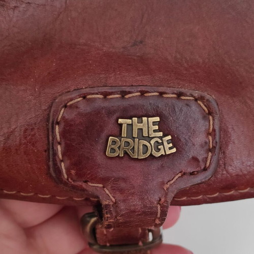 The Bridge shoulder bag used, cognac leather, spacious with three compartments