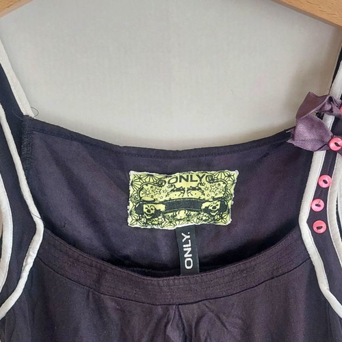 Only black long top with decorative bows and buttons, size S/M