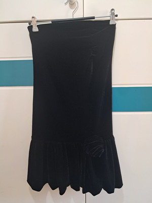 Βελούδινο φόρεμα strapless μαύρο, σαν καινούργιο, μέγεθος XS