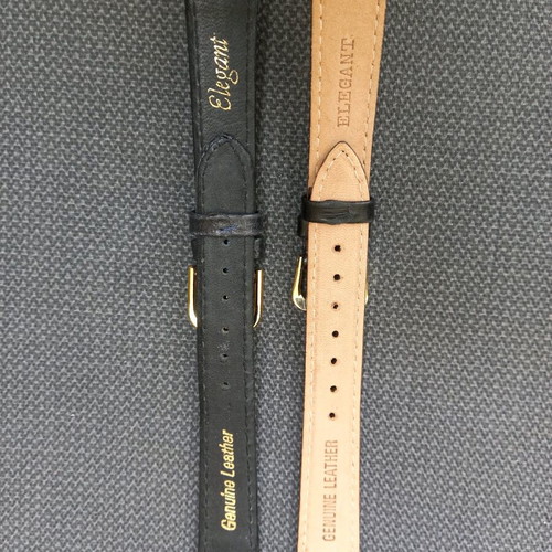 Genuine Leather watch strap set new, black, size 16