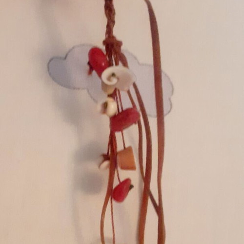 Summer earrings with shells and semiprecious stones used