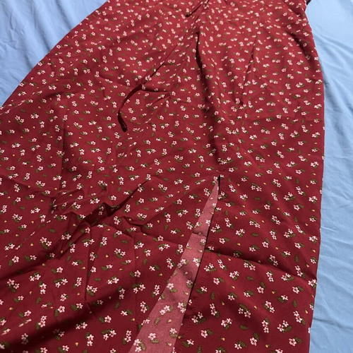 Shein midi dress burgundy with white floral pattern, size S