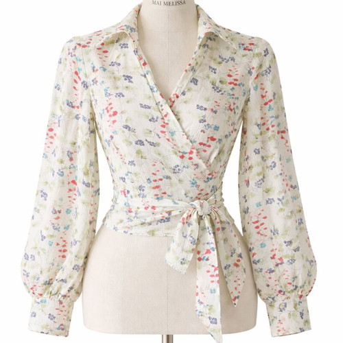 Mai Melissa Floral Wrap Shirt like new with floral pattern