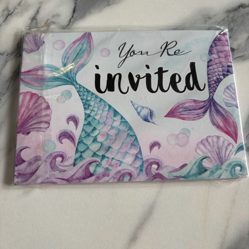 Mermaid tail party invitations like new, pack of 7