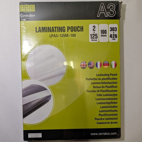 Laminating pouches A3 125 microns 100 pcs Cerratus new