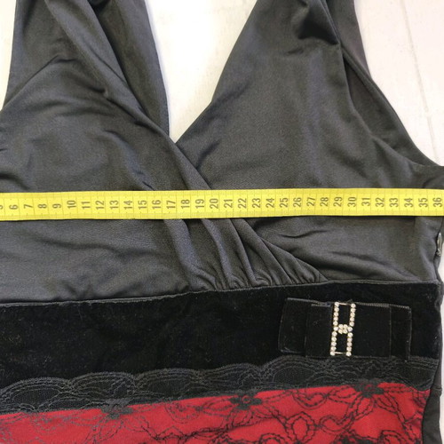 On Line top size S/M black red like new with lace and velvet details