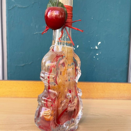 Glass decorative violin used, vintage with cherry detail