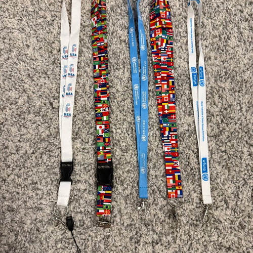Lanyards used, pack of 5 with international organizations themes