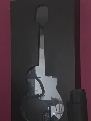 Wooden handmade guitar display case like new with glass and lighting