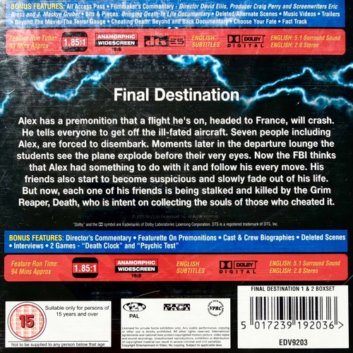 Final Destination 1 & 2 DVD new with English subtitles
