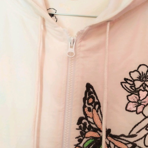 Unconditional sweatshirt jacket with embroidered butterflies like new, white, size M