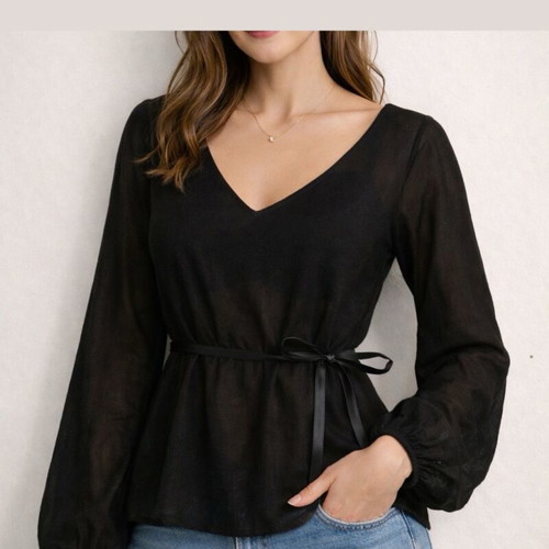 MANGO semi-transparent blouse like new, black, size S