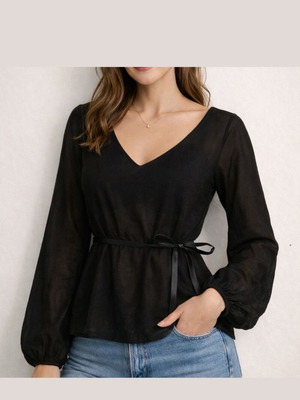 MANGO semi-transparent blouse like new, black, size S
