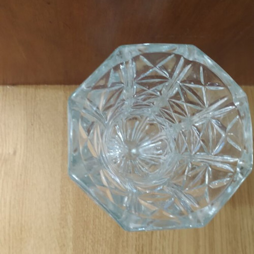 Italian glass vase with embossed design, new