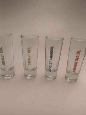 Absolut Vodka Glass Shots like new with city names, set of 3 packs