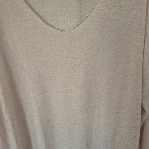 Spring long-sleeve blouse with metallic splashes like new, pink