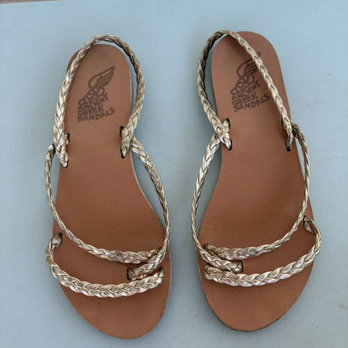 Ancient Greek Sandals used, gold sandals size 40