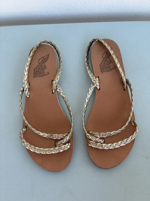 Ancient Greek Sandals used, gold sandals size 40