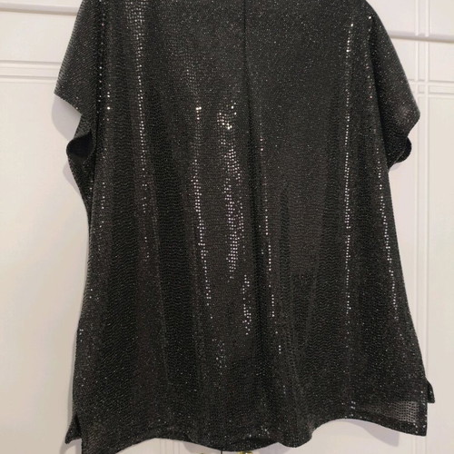 Plus Size XXL sequin blouse new, black gray