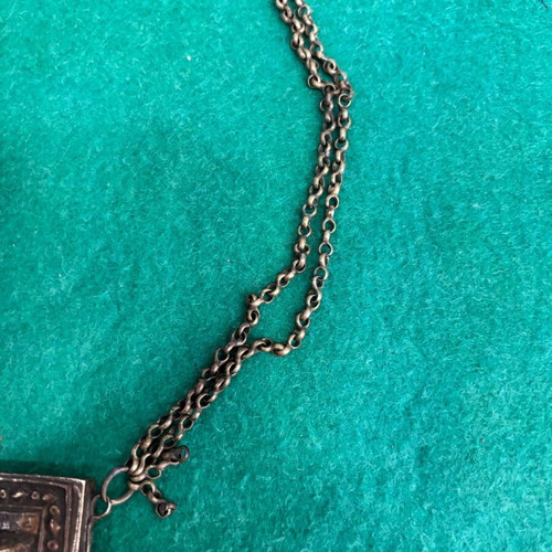 Saint George silver amulet used with chain and missing lid