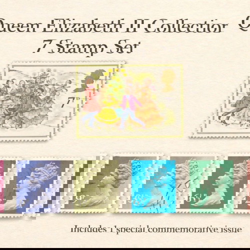 Συλλεκτικά γραμματόσημα Βασίλισσα Ελισάβετ Β΄ μεταχειρισμένα, σετ 7 τεμαχίων