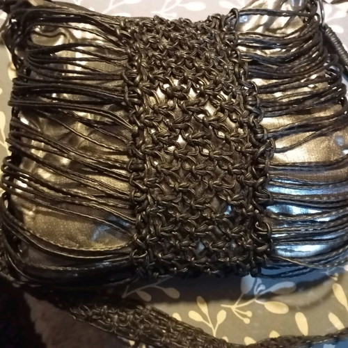 Crossbody bag silver with black details like new