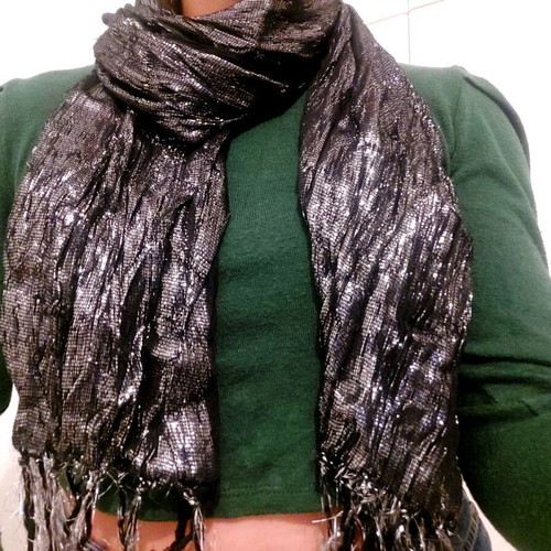 Black metallic pashmina scarf like new