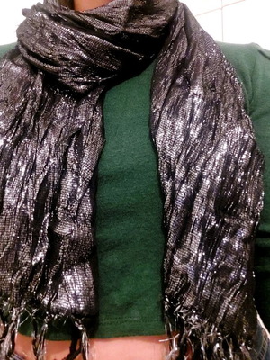 Black metallic pashmina scarf like new