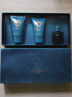 Versace Eros collectible set used, travel size eau de toilette 5ml, after shave 25ml, shower gel empty