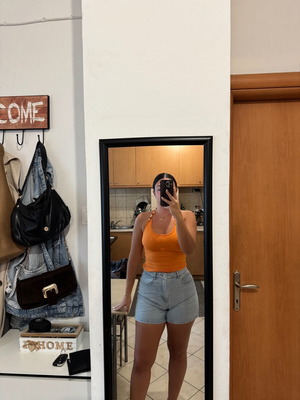 Shein orange top with decorative beads