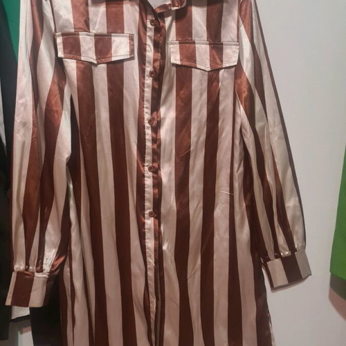 Satin brown shirt dress new size S