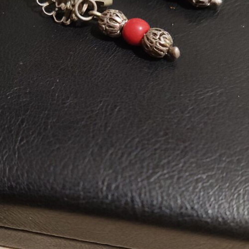 Earrings traditional Gianniotiki costume with coral handmade, like new