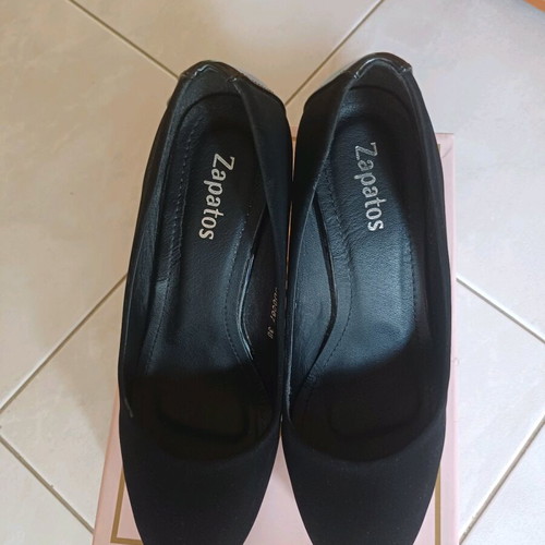 Platforms like new, women's closed, black and white, size 38, suede and patent