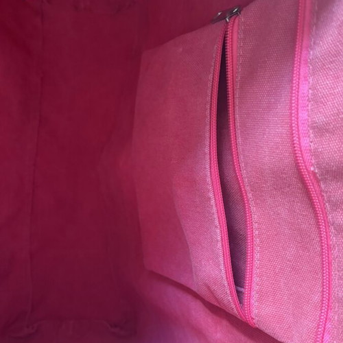 Tote bag like new, cotton canvas shoulder and hand bag, watermelon color