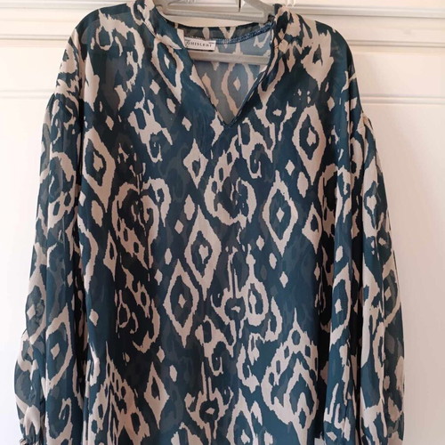 Printed blouse dark green-beige like new