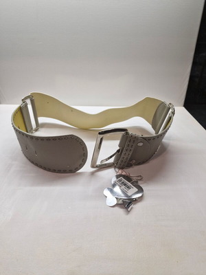 Wide belt used with elastic and silver buckle gray