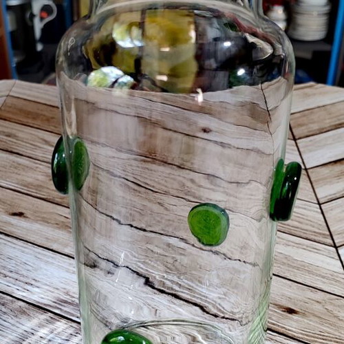 Retro vase with embossed green drops, IKEA