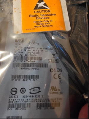 HP 443188-001 72.8GB 15K Ultra320 SCSI hard drive, New Old Stock