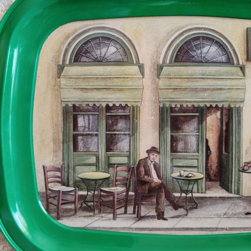 Vintage metal tray Καφενείον Παπαγάλος like new