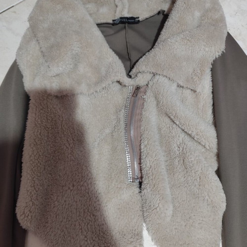 Jacket with fur and rhinestones on zipper, size small, like new