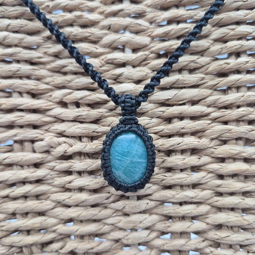 Amazonite Crystal Macrame Necklace new