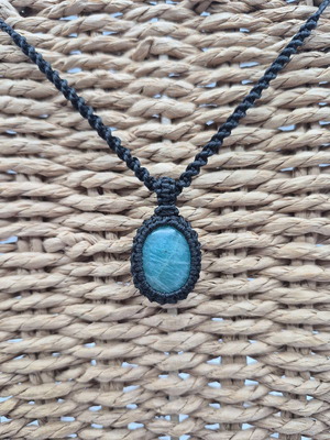 Amazonite Crystal Macrame Necklace new