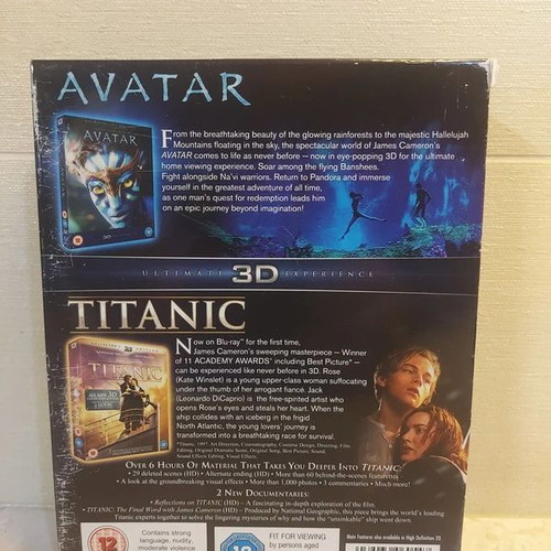 James Cameron Avatar and Titanic Combo Blu Ray 3d like new