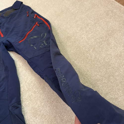 Norrona Fjørå Flex1 stretch hybrid women's pants, size S, blue and purple