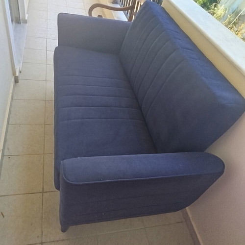 Two-seater sofa velvet fabric blue black