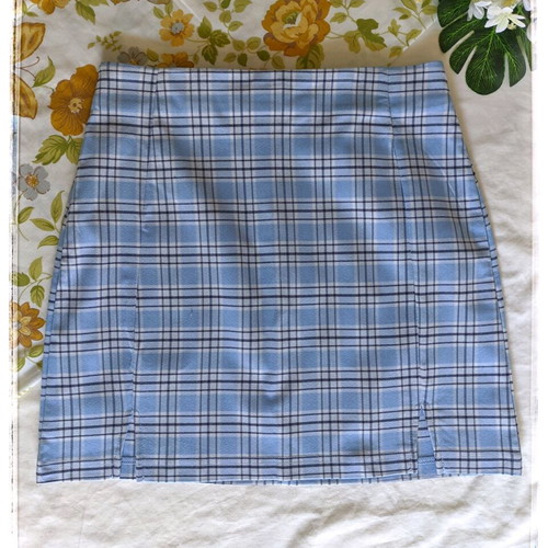 Coquette Mini Skirt used, blue checkered, size 36